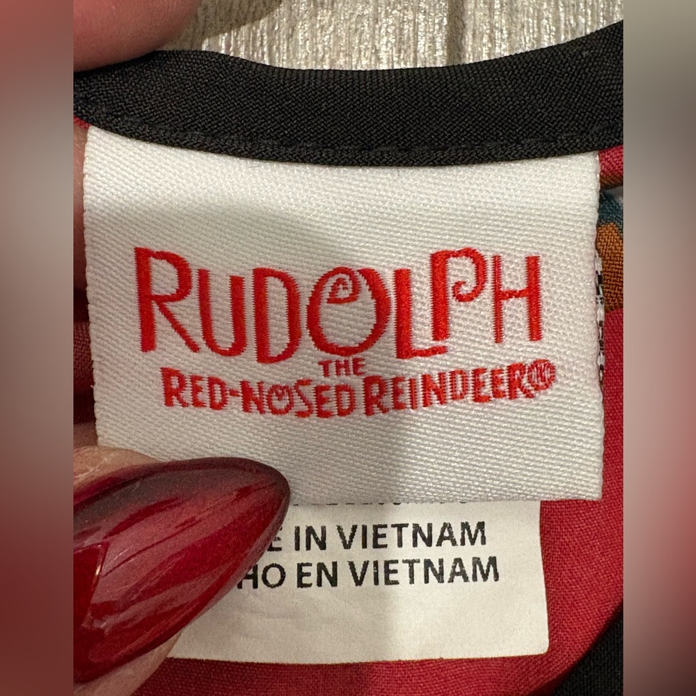 Rudolph Festive Red Christmas Print Scrub Top XL - Picture 5 of 6